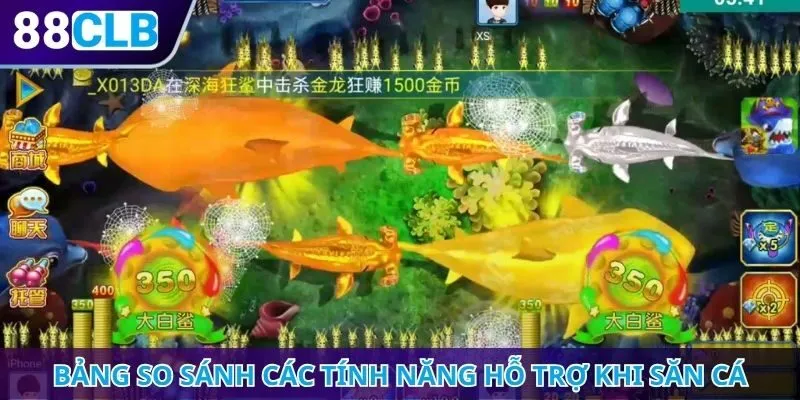 Bảng so sánh các tính năng hỗ trợ khi săn cá